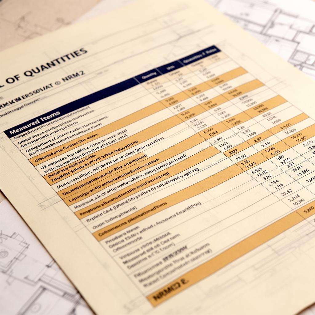Sample bill of quantities document